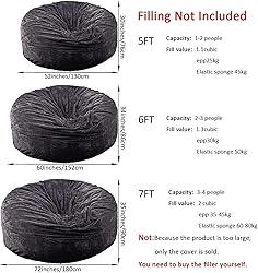 Giant Fur Bean Bag Chair Cover for Kids