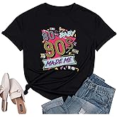 FLOYU 80s Baby 90s Made Me Shirt Womens 90s T-Shirt 90's Outfit Tops Casual 1990s Party Shirts Top