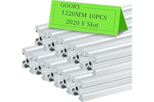 GOORY 10pcs Aluminum Extrusion 2020 48"(1220mm) V Slot European Standard - Anodized Extruded Linear Rail Guide for DIY 3D Printer CNC Router Laser Engraving Automated Machine Equipment Silver