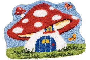 MLADEN Latch Hook Rug Kit DIY Crochet Yarn Kits Hooking Rug for Adults and Kids (Mushroom)