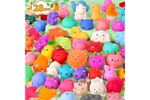 Mochi Squishy Toys FLY2SKY 28PCS Animal Mini Squishies Kawaii Party Favors for Kids Cat Unicorn Squishy Squeeze Stress Relief Toys Goodie Bags Novelty Toy Easter Gifts for Boys Girls Adults, Random