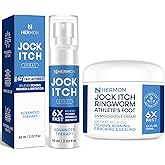 Hermon Jock Itch Antifungal Cream & Spray Set: Ringworm Treatment for Humans, Psoriasis Treatment, Psoriasis Scalp Treatment, Ringworm Cream for Humans, Foot & Body Balm, Provides Soothing Relief