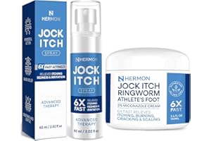 Hermon Jock Itch Antifungal Cream & Spray Set: Ringworm Treatment for Humans, Psoriasis Treatment, Psoriasis Scalp Treatment, Ringworm Cream for Humans, Foot & Body Balm, Provides Soothing Relief