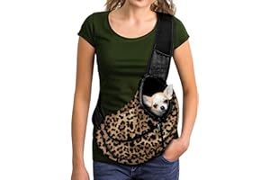 FUSURIRE Leopard Animal Print Pet Carrier Sling for Small Dogs Cats Hands Free Pet Puppy Outdoor Travel Carrier Bag Adjustabl