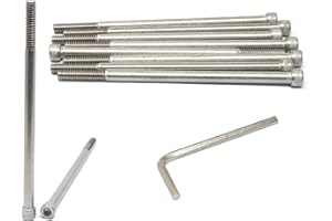 iexcell 10 Pcs 1/4-20 x 5 Partially Threaded Stainless Steel 304 Hex Socket Head Cap Screws Bolts Kit