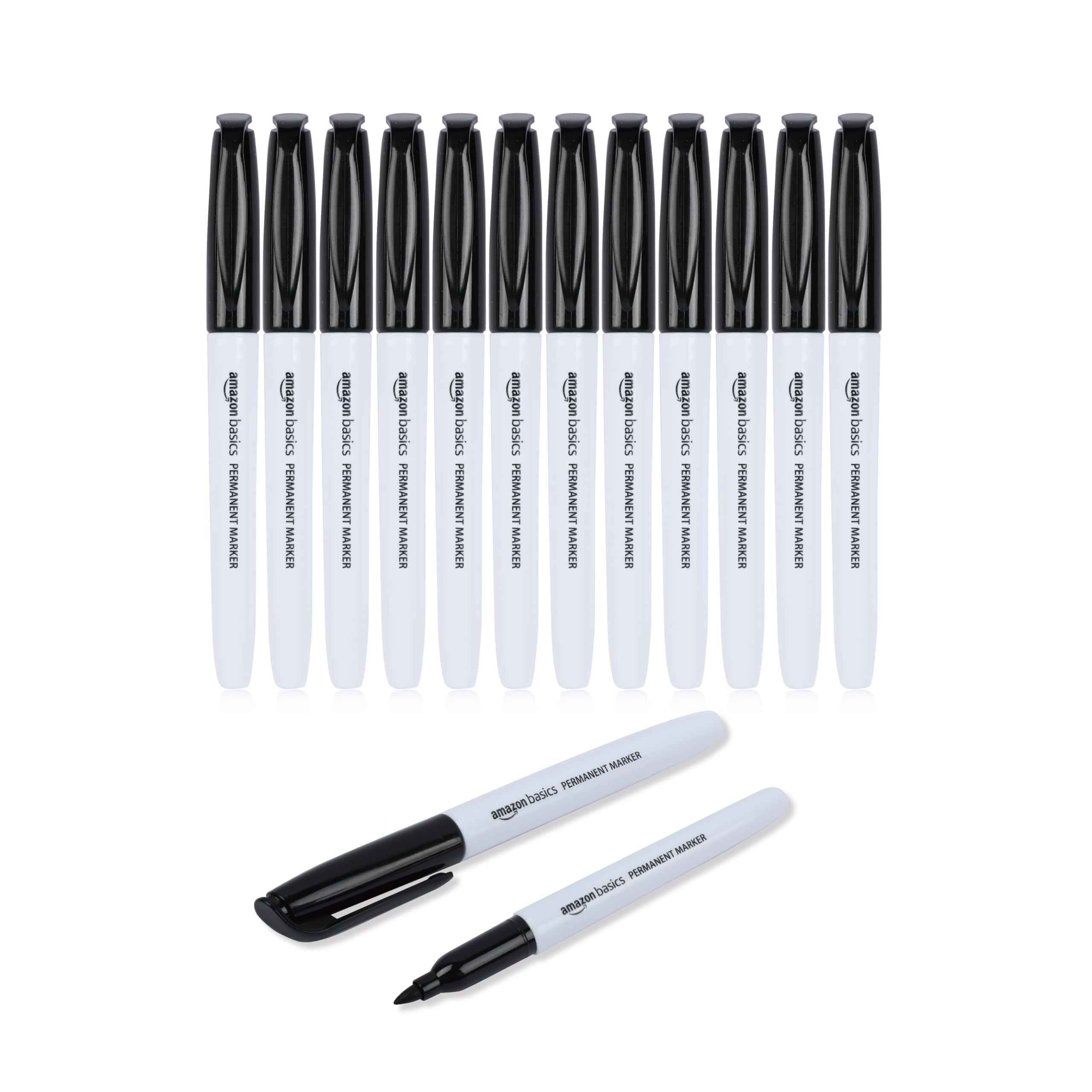 Photo 1 of Amazon Basics Fine Tip Point Permanent Markers for Office, School, and Home Use, Black, 12 Pack