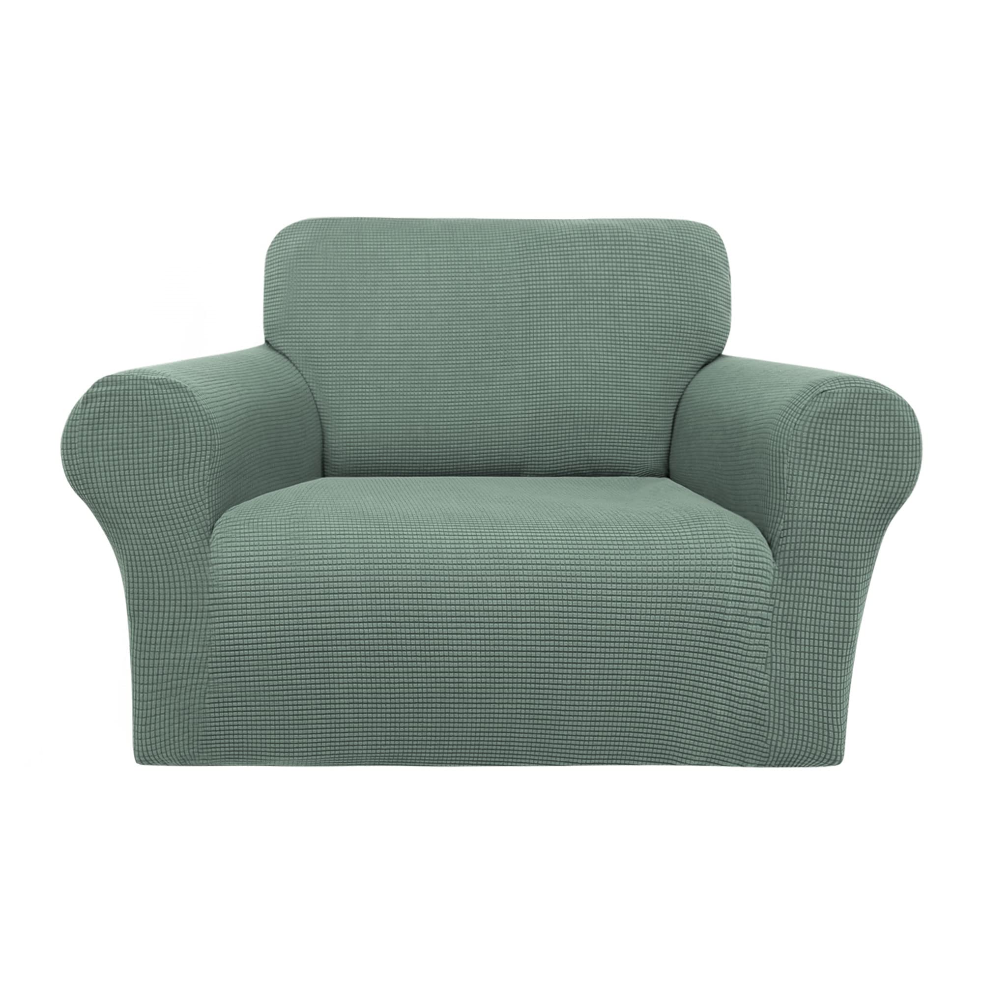 PiccoCasa Stretch Sofa Slipcover, 1-Piece Couch Seat Cover for Sofa Living Room - Spandex Jacquard Checks Sofa Covers, Washable Couch Furniture Cover for Dogs Asparagus 1 Seater