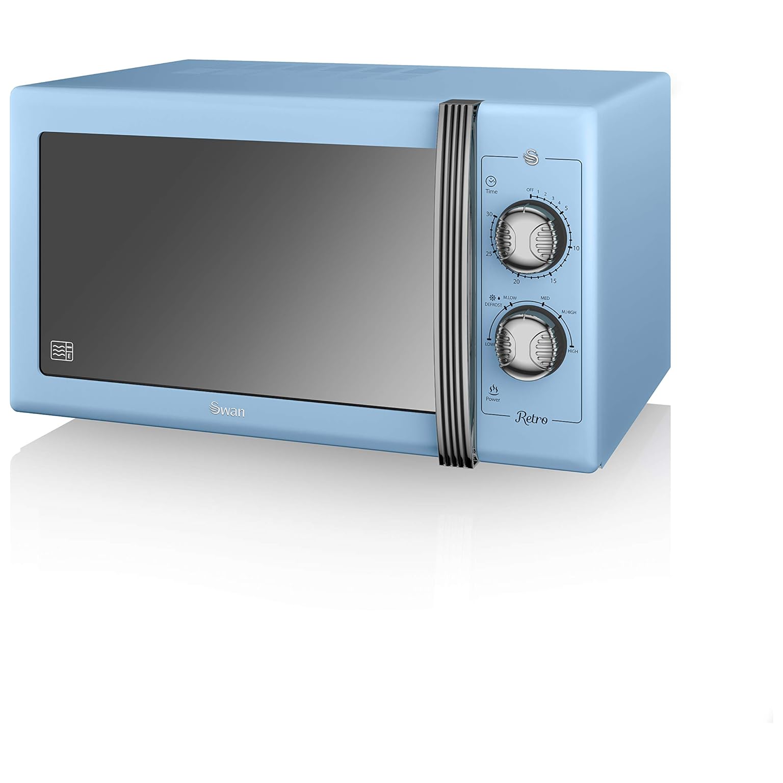 SWAN Retro Manual Microwave, 25 Litre, 900 W, Blue