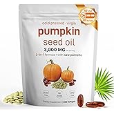 Fenolutra Pumpkin Seed Oil with Saw Palmetto - Cold-Pressed Softgels for Hair Growth & Prostate Support - Organic Supplement for Men & Women, Non-GMO, 300 Softgels