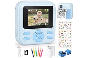 YOHOOLYO Kids Camera Instant Print, 2.4'' Digital Instant Camera for Kids with 32GB Card & 3 Rolls Paper, 1080P HD Video Reco