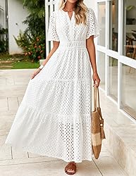 ZESICA Women's 2025 Summer Short Sleeve Maxi Dress