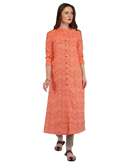 Women Straight Calf Long Cotton Kurta (Black)