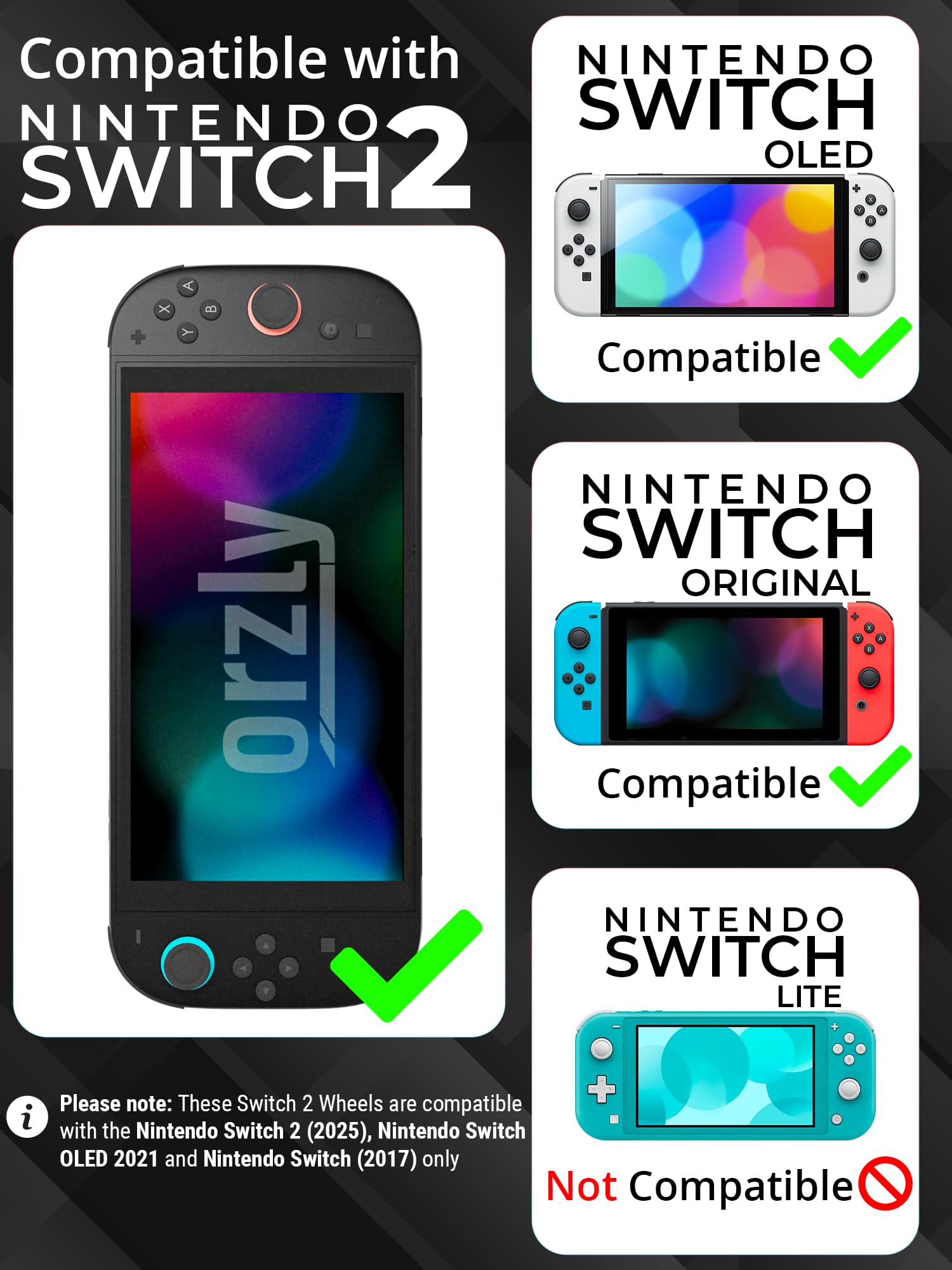 Orzly Lenkrader - Kompatibel mit Switch 2 (2025 Konsole) - Doppelpack Racing Wheel Zubehor fur Joy-Con Controller und MarioKart Rennspiele (2 schwarze Wheels) Geschenkbox Edition 2