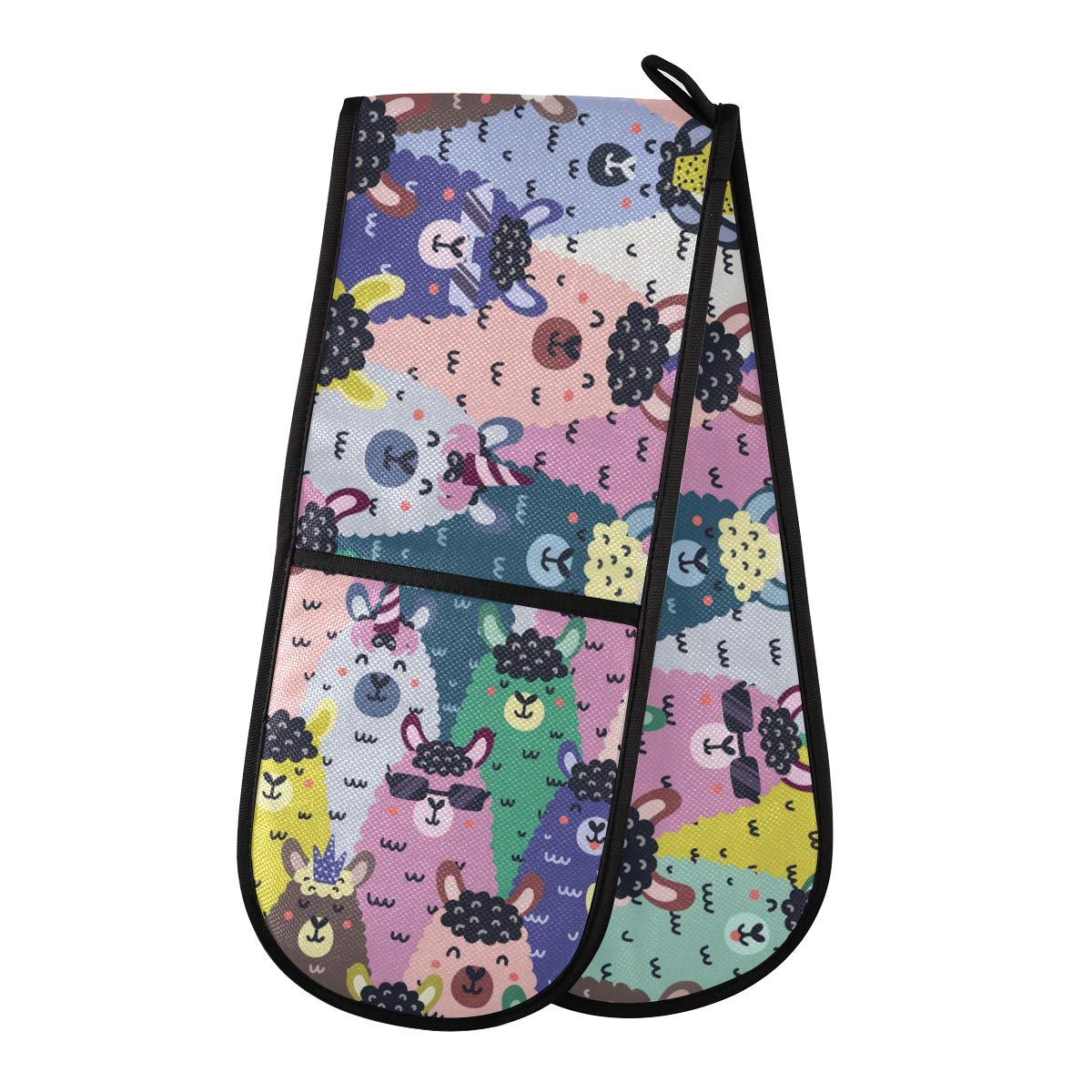 ZZXXB Cool Llama Double Oven Mitt Heat Resistant Non-Slip Kitchen Gloves Extra Long 7" x 35" for Cooking Baking Barbecue Grilling โ image 1