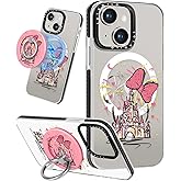 Lotadilo Cute Case for iPhone 14 for Women Girls - Funny Castle Design Compatible with Magsafe Magnetic Ring Holder Kickstand Fashion TPU Phone Covers for iPhone 14 Phone Case