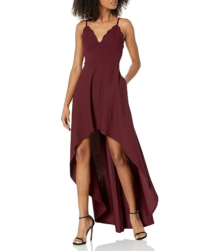 speechless burgundy dress Women's Junior Scalloped V-Neck High Low Formal Dance Prom -Wine, 9 at Amazon Women's Clothing store Make a dazzling entrance Navy Blue Velvet Long Color:Egg plant INV-4618