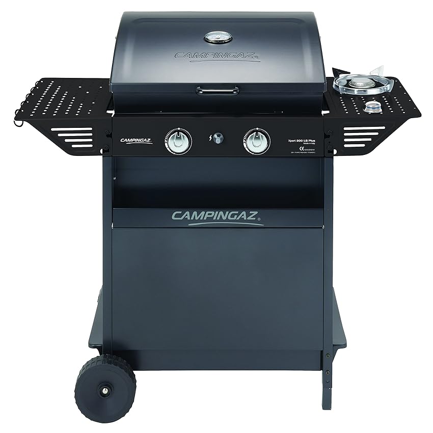 Campingaz Xpert 200 LS Plus Rocky Gas BBQ in Lava Stone, BBQ Cart with 2 Burners and 1 Lat Burner