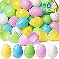 Duchong 50 PCS Plastic Easter Eggs Bulk Empty Fillable, 2.4" Assorted Pastel Colorful Easter Eggs for Easter Hunt, Filling Treats, Easter Basket Stuffers, Classroom Prize Supplies