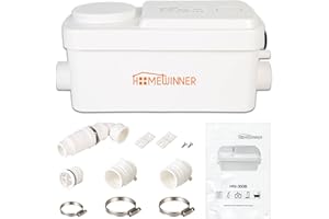 HOMEWINNER Sink Sewage Pump 300W Under-Basin Sewerage Sump Pump Upflush up to 22 ft for Basement Bathroom RV Trailer House Marine Home Shower Laundry Bath Tub Drain Kitchen Waste Water Disposal No Toilet Grinder