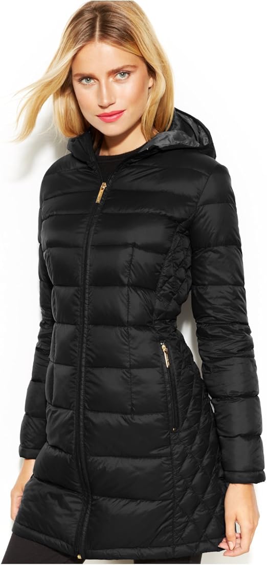 michael kors quilted nylon packable hooded puffer jacket