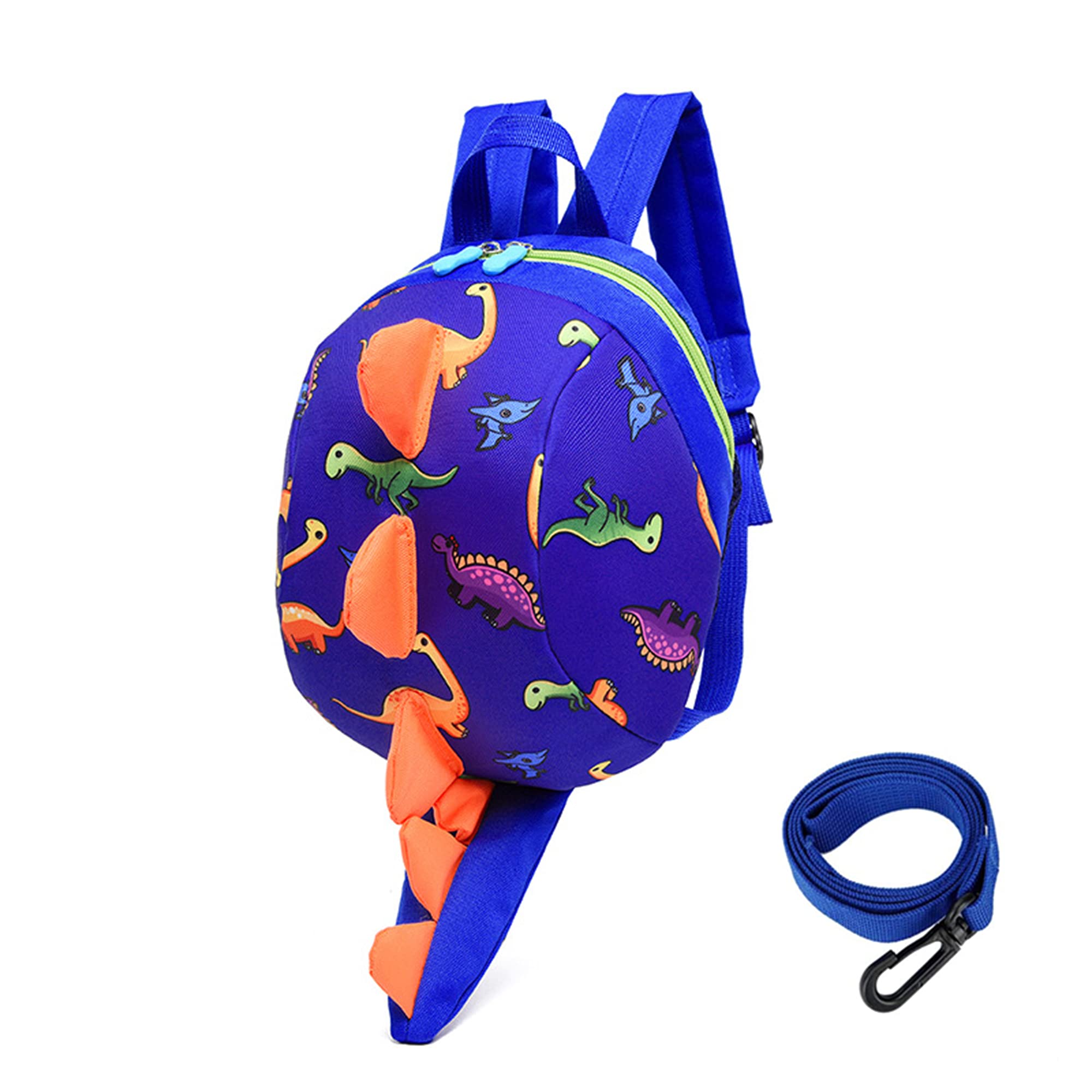 TOPWAYS Kids Dinosaur Backpack Boys Girls Toddler Rucksack, Cartoon Safety Anti-Lost Strap Rucksack with Reins, for 1-5 Years Old Toddler (Blue)