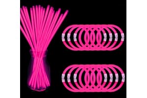 NUDALA 200 Pack Pink Glow Sticks Bracelet Necklaces Bulk Glow in The Dark Party Supplies 8” Light Stick Pack with Connectors for Christmas Valentine's Day Easter Basket Stuffers Birthday Carnival