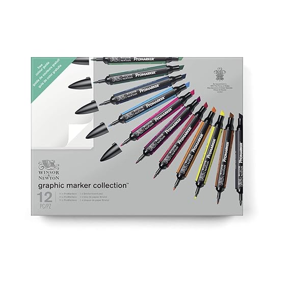 Winsor & Newton ProMarker Set mit Filzstiften, mehrfarbig, 32 Stück