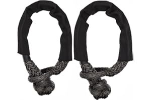 Riyitauto 2 Packs Synthetic Soft Shackle Rope, Set of Two 1/2 Inch X 22 Inch (38,000lbs Breaking Strength) Soft Shackle Rope Synthetic with Protective Sleeve for Boating ATV Truck Recovery