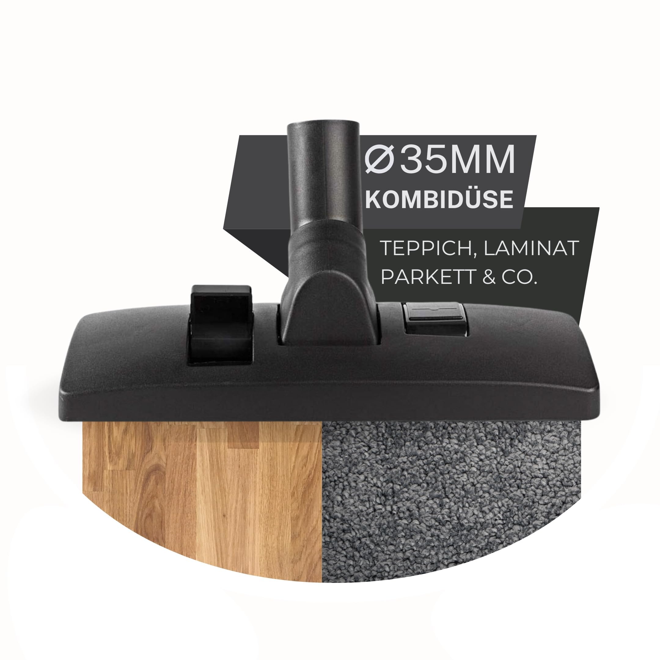 Maxorado 35 mm vacuum cleaner nozzle combination nozzle floor nozzle vacuum cleaner nozzle 35 mm e.g. for Bosch Siemens AEG Quigg KΓ€rcher Fakir EIO Samsung Panasonic Clatronic vacuum cleaner brush