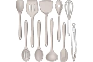 E-far 10 Pieces Silicone Cooking Utensils Set, Heat Resistant Kitchen Utensil Set for Nonstick Cookware, Kitchen Cooking Tool