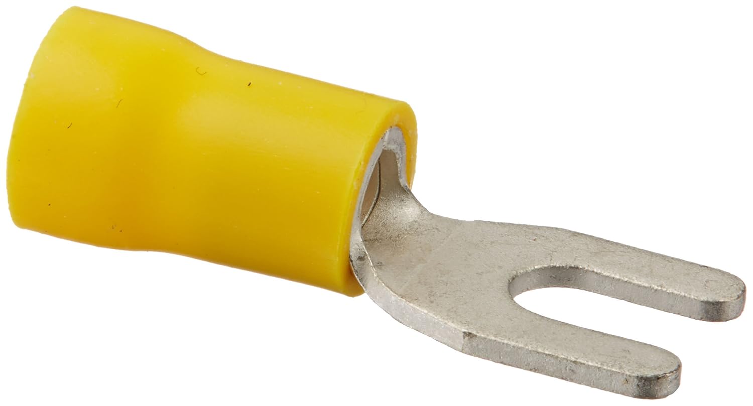 Vinyl Insulated Spade Terminal, 1210 Wire Size, 8" Stud Size, 0.354" Width, 1.012" Length