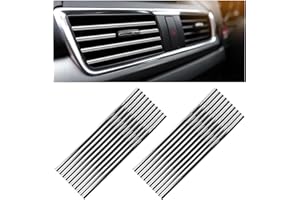 Kewucn 20 PCS Car Air Conditioner Vent Decorative Strip, Waterproof Bendable Auto Air Vent Decoration, Universal Vehicle Interior Accessories Suitable for Straight Air Vents (Silver 1)