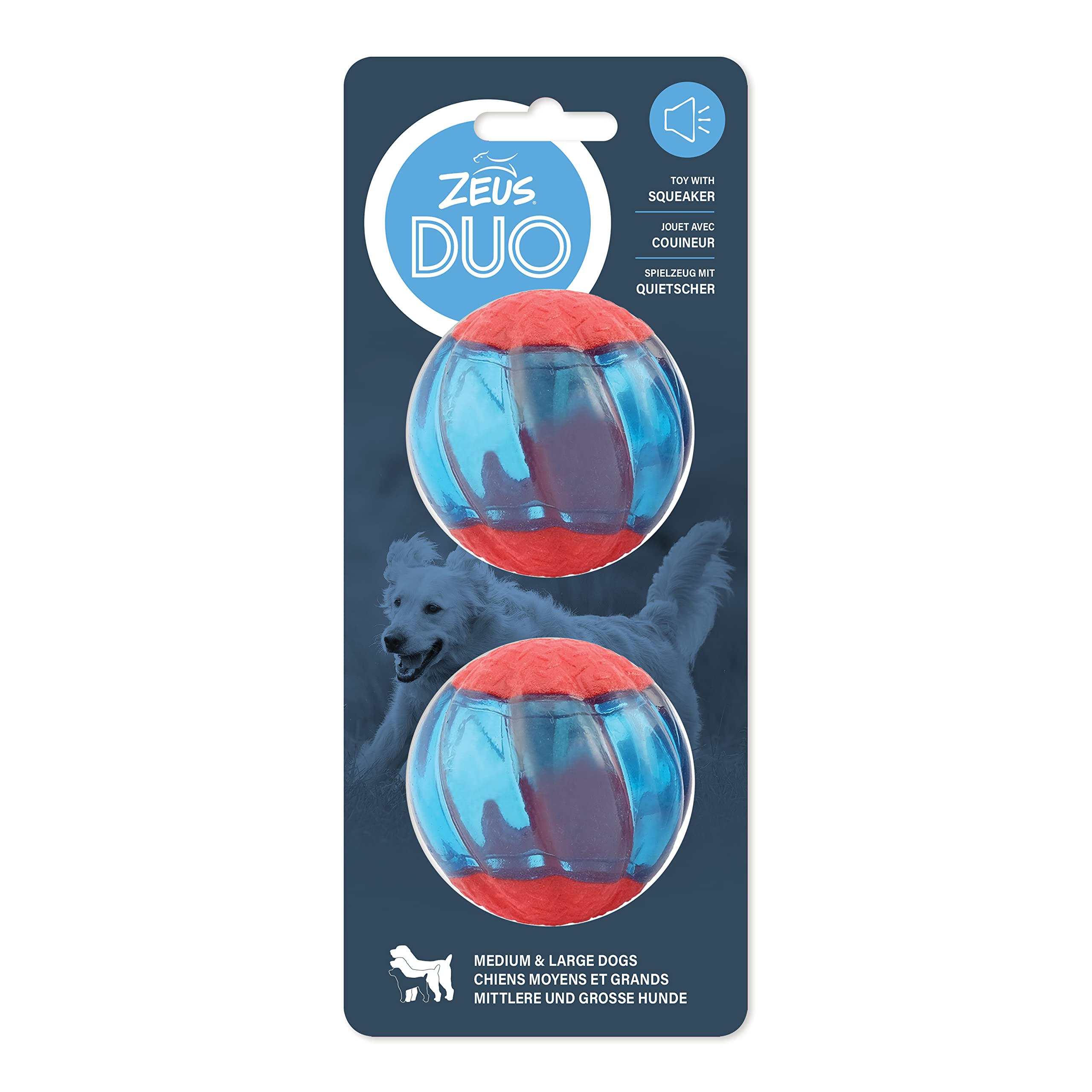 Zeus Duo Ball 6.3cm with Squeaker 2Pk