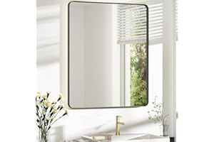 Acovy Bathroom Mirror 30x36 inch, Rustproof Aluminum Metal Framed Mirror for Wall, Matte Black Bathroom Vanity Mirror, Shatterppoof Mirror, Living Room, Hanging or Leaning Horizontal or Vertical