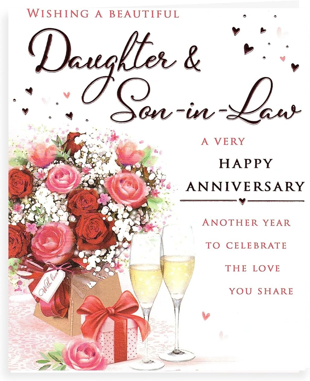 Wishing A Beautiful Daughter and Son in Law Anniversary Card - Size 6" X 8"