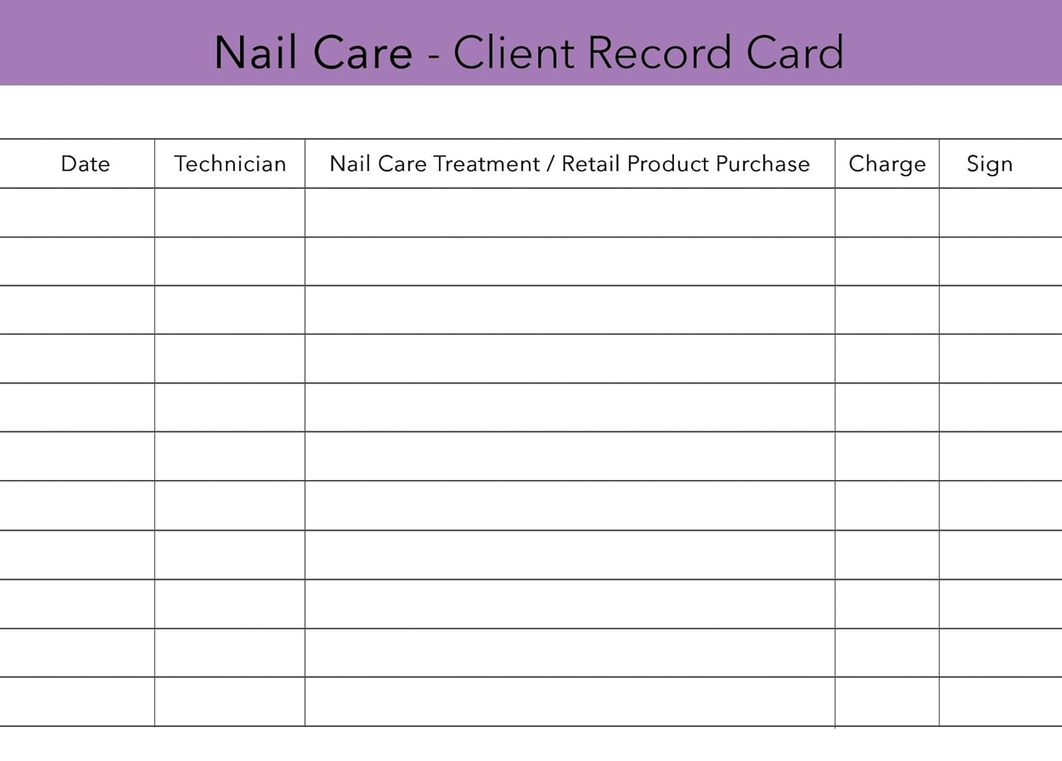 Nail Care Client Record Card Pack Of 100 Amazon Co Uk Office