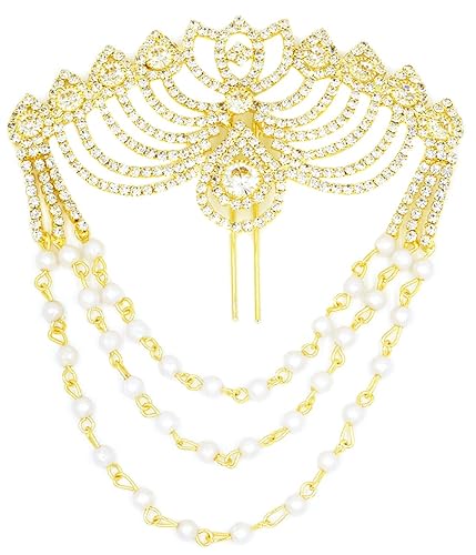 Buy Aashya Mayro Baahubali Inspired Cz Diamond And Pearls Golden