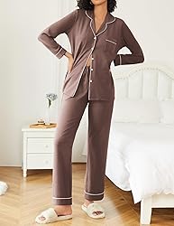 Ekouaer Womens Pajamas Set 2 Piece Button Down