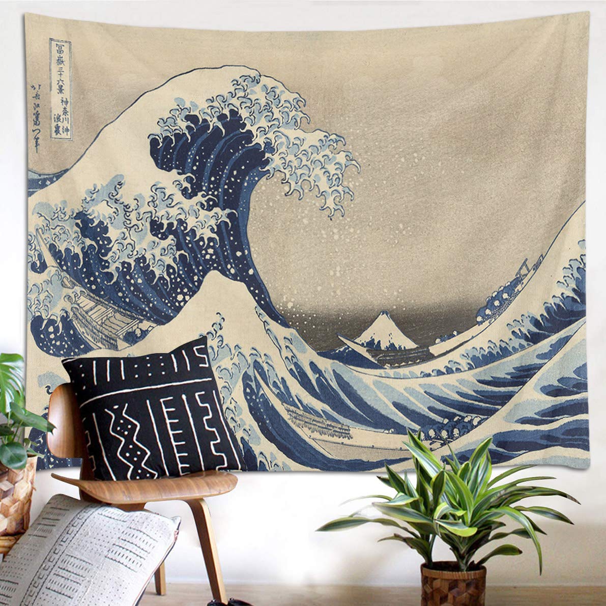 LB Japanese Tapestry Kanagawa Great Wave Wall Hanging Mount Fuji and Ocean Tapestries Poster for Living Room Bedroom Dorm Wall Decor,59x39 inches