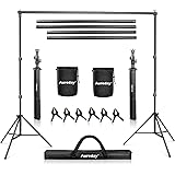 Aureday Backdrop Stand, 10x7Ft Adjustable Photo Backdrop Stand Kit with 4 Crossbars, 6 Background Clamps, 2 Sandbags, and Car