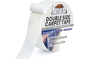 TAPEBEAR Carpet Tape Double Sided 2Inch x 30Yards, Heavy Duty Rug Gripper Anti Slip Anti Curling Floor Tape Residue-Free, Two