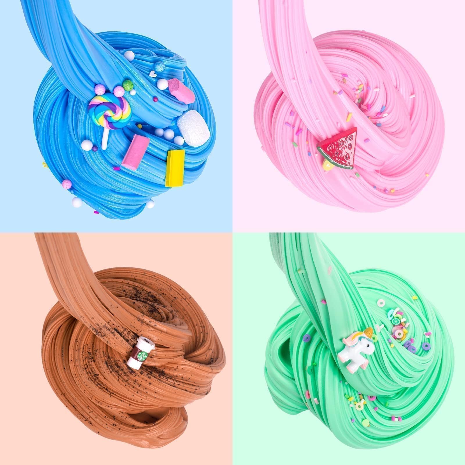 5 Pack Butter Slime Kit, Scented Candy Making Slime Party Favors for Girls and Boys, DIY Putty Bulk Toys for Kids, Soft Stretchy & Non-Sticky, Cute Stuff, Basket Stuffers
