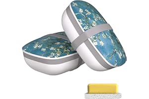 Heainaiyoo Travel Soap Container, Soap Bar Holder Travel, 2 set Soap Case Soap Bar Holder Soap Dish with Sponge Saver Drain & Silicone Band, travel soap case for Bathroom, Shower, Outdoor（Green Clubs）