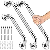 3 PCS Grab Bars for Seniors Bathroom, 16" and 12" Anti Slip Shower Safety Handle, Stainless Steel Shower Support Bar Holds up