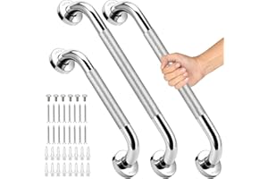 3 PCS Grab Bars for Seniors Bathroom, 16" and 12" Anti Slip Shower Safety Handle, Stainless Steel Shower Support Bar Holds up