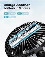 GAIATOP Portable Clip Fan 2000mAh Battery USB Desk Clip On 3 Speed view 4