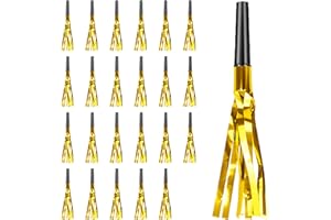 RUGWIOYU Gold New Years Noise Makers 24 PCS Glitter NYE Party Blowers Blowouts New Years Eve Games Favors Supplies Birthday Pep Rally for Adult Prank Graduation Sporting Events Horns Noisemakers Accessories