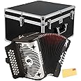 Hohner Panther Diatonic Accordion - Keys G/C/F Bundle with Hard Case and Austin Bazaar Polishing Cloth