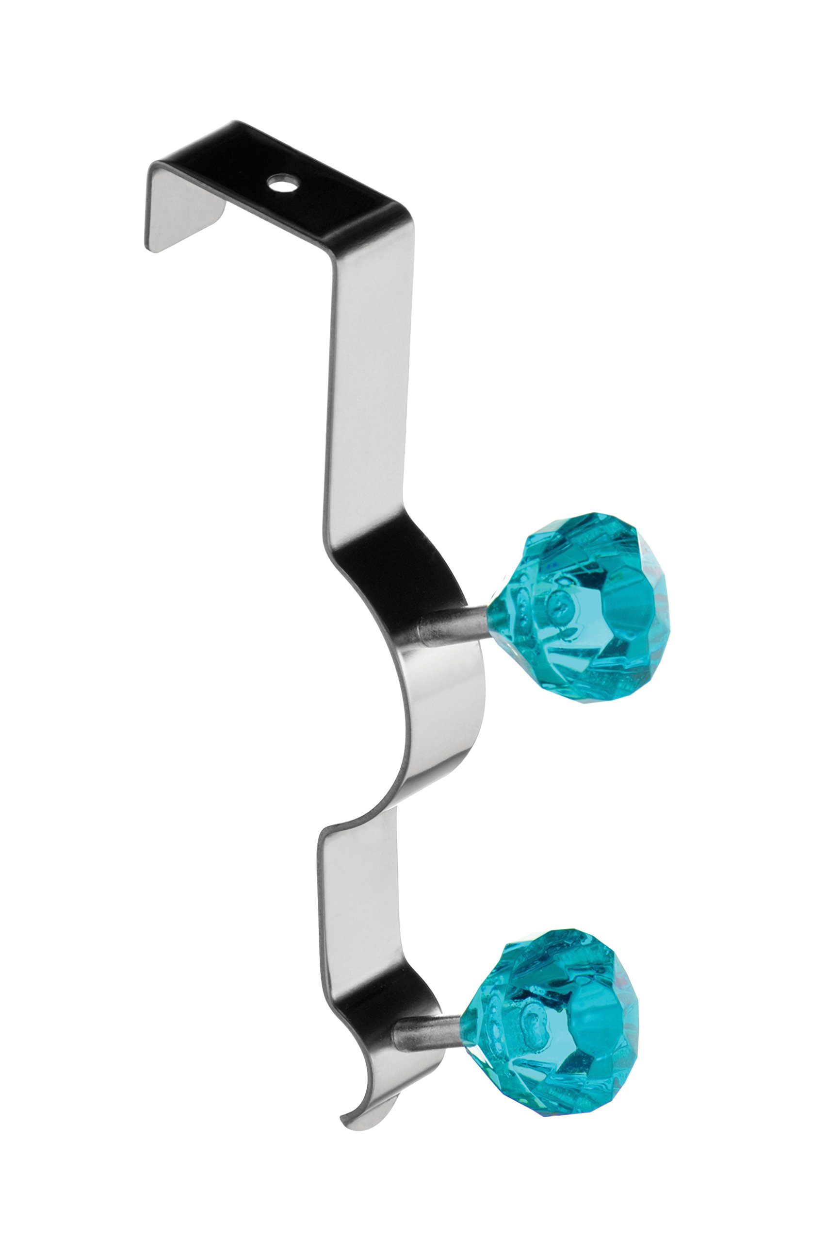Premier Housewares 509689 Diamante Double Over Door Hook - Teal H17 x W3 x D11cm