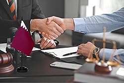 Qatar Qataris Small Mini Desk Flag Set Miniature